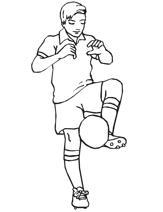 Coloriage football avec un garçon