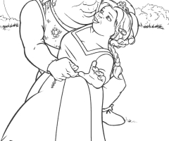 Coloriage Fiona et Shrek